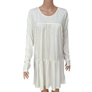 Karoo By Mark Eisen Women's ivory Cotton Crewneck Dress Long-sleeves Size 3 NWT